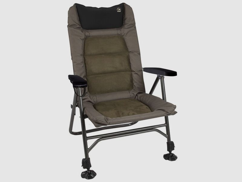 Behr Angler- und Outdoorstuhl Trendex® "Suede" - bis 140kg - mit Getränkehalter - 2 Teleskopfüße