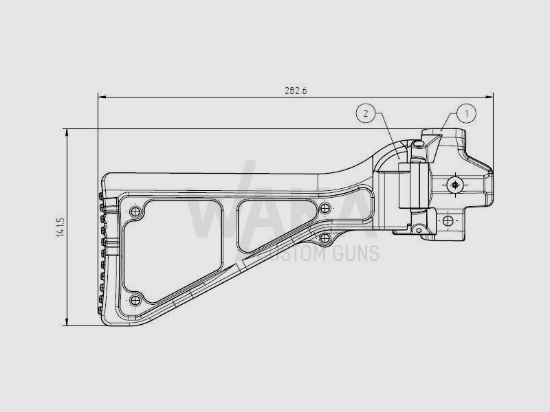 B&T Schulterstütze klappbar Polymer mit Adapterstück für HK MP5/SP5 mit Riemenbügel