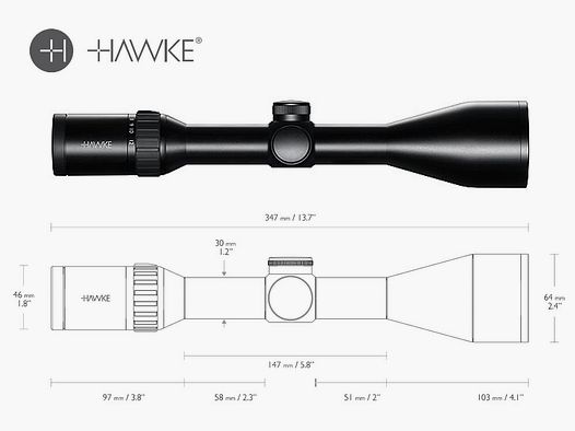 HAWKE Zielfernrohr ENDURANCE 30 WA, 3-12x56, Leuchtabsehen LR Dot (8x) IR