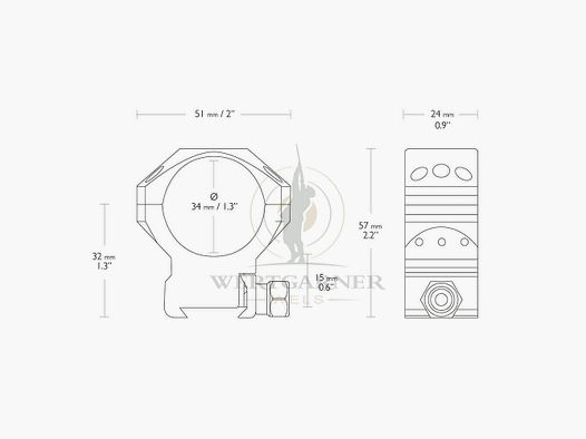 Hawke Tactical Ring Montagen Weaver 34mm medium