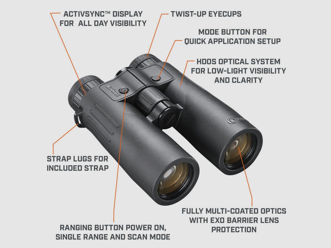 Bushnell Fernglas Fusion X 10x42 mit Entfernungsmesser und Activsync Display