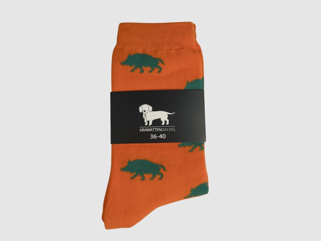 Chaussettes Teckel Cravate Sanglier Orange