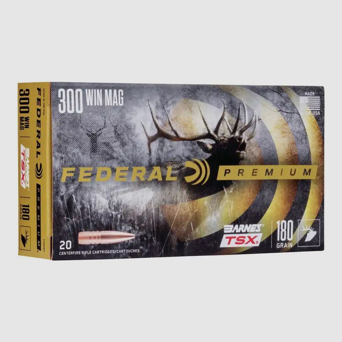 Federal Federal Jagdmunition mit bleifreien Barnes TSX Geschoss. TSX = Tripple Shock X bleifreies Geschoss