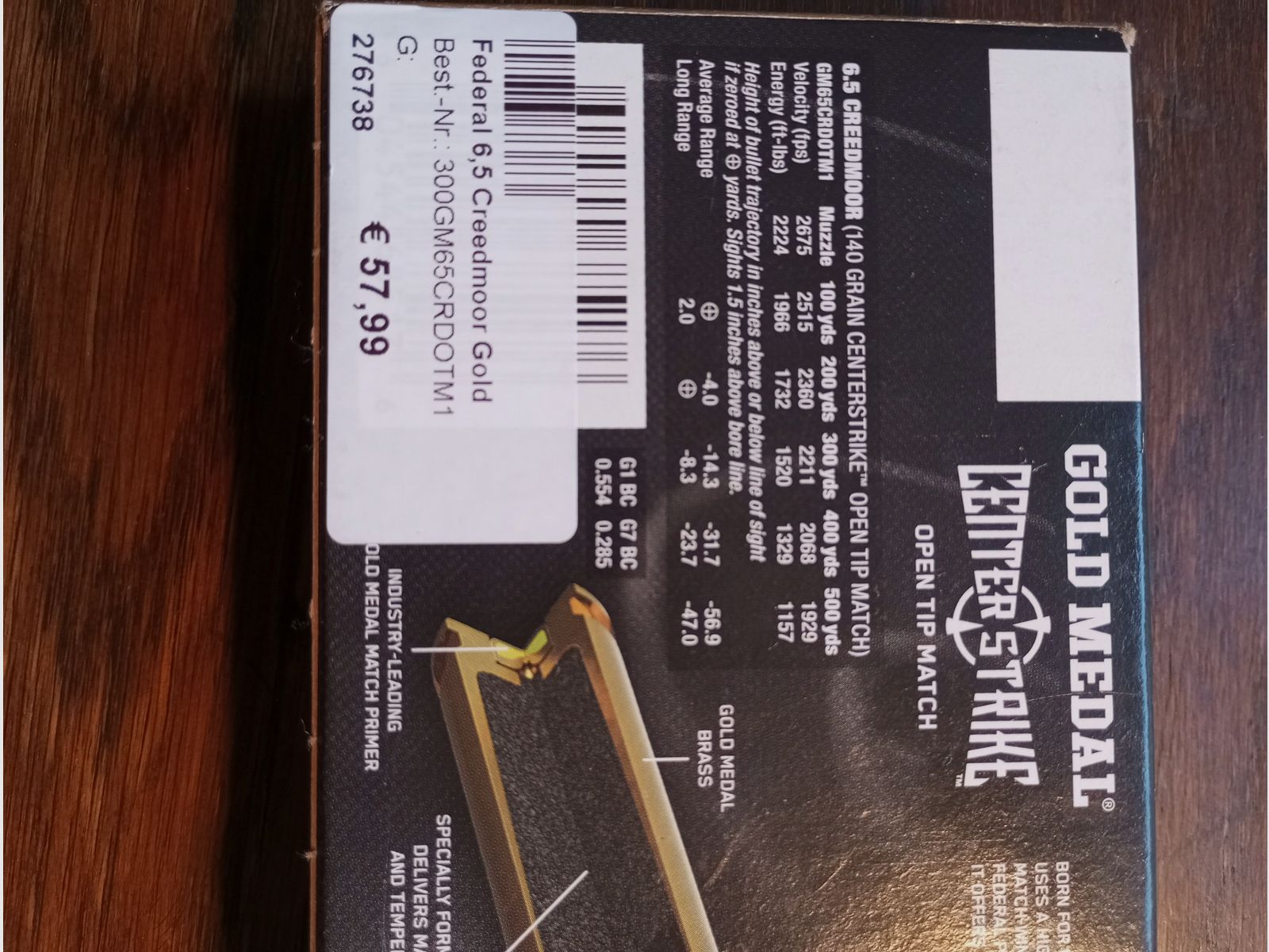 Brass 6.5 Creedmoor FEDERAL Gold Match