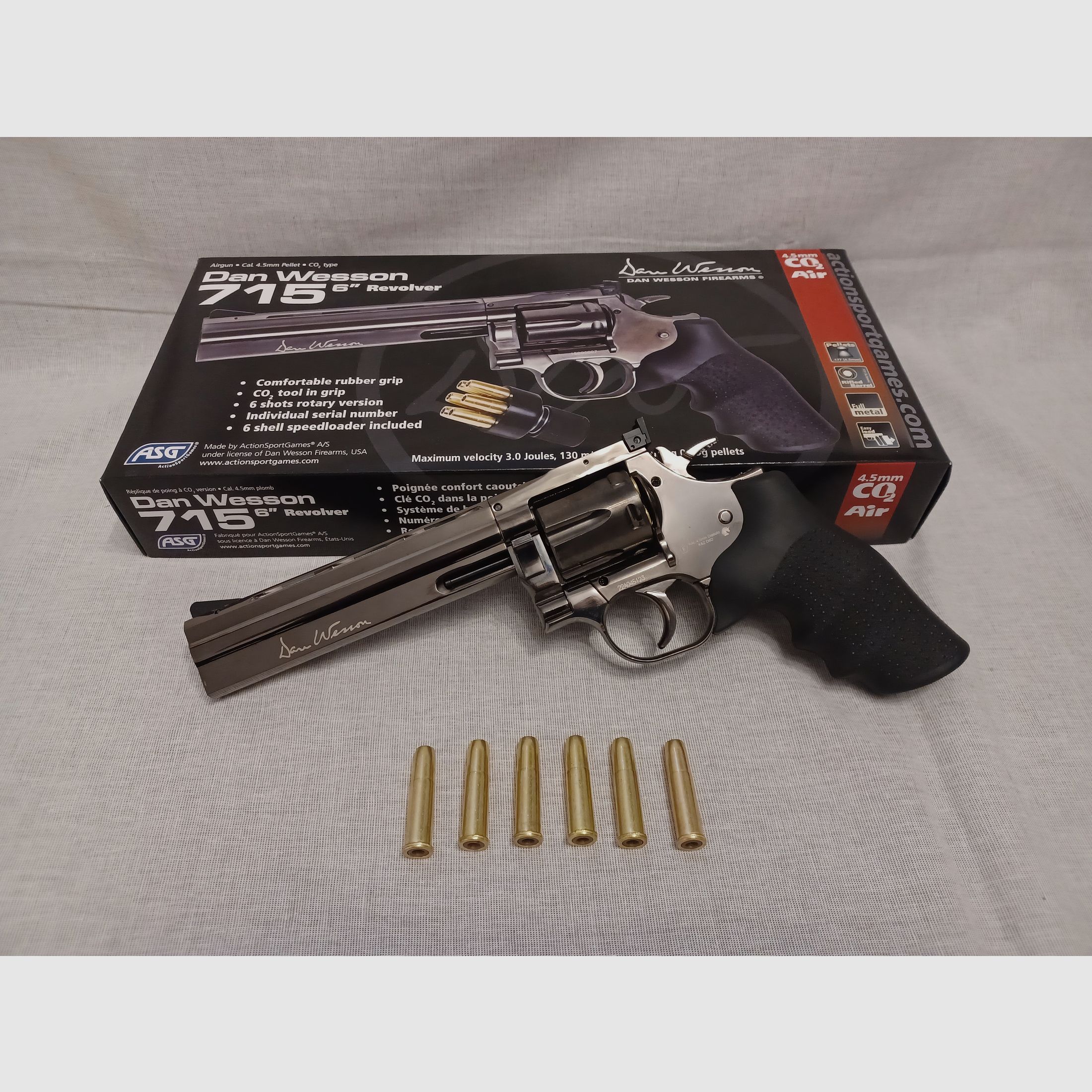 Dan Wesson 715 - 6" stahlgrau / 4,5 mm Diabolo / CO2 / Revolver / OVP (122)