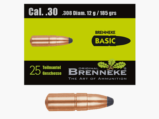 Balle Brenneke .30 (.308) BASIC 12g / 185gr 25 pièces