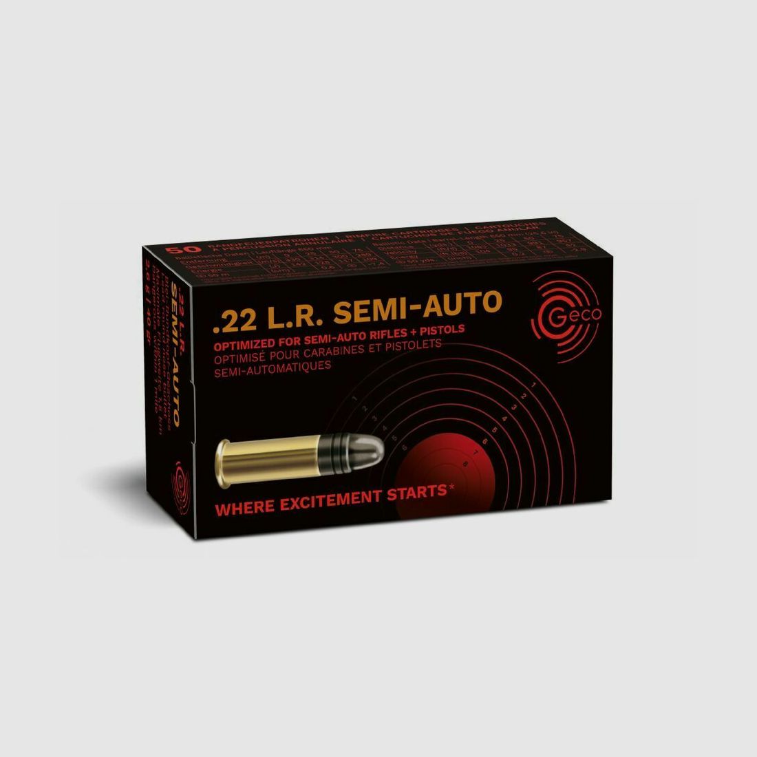 Geco Semi-Auto 2.6g/40grs à50 .22lr