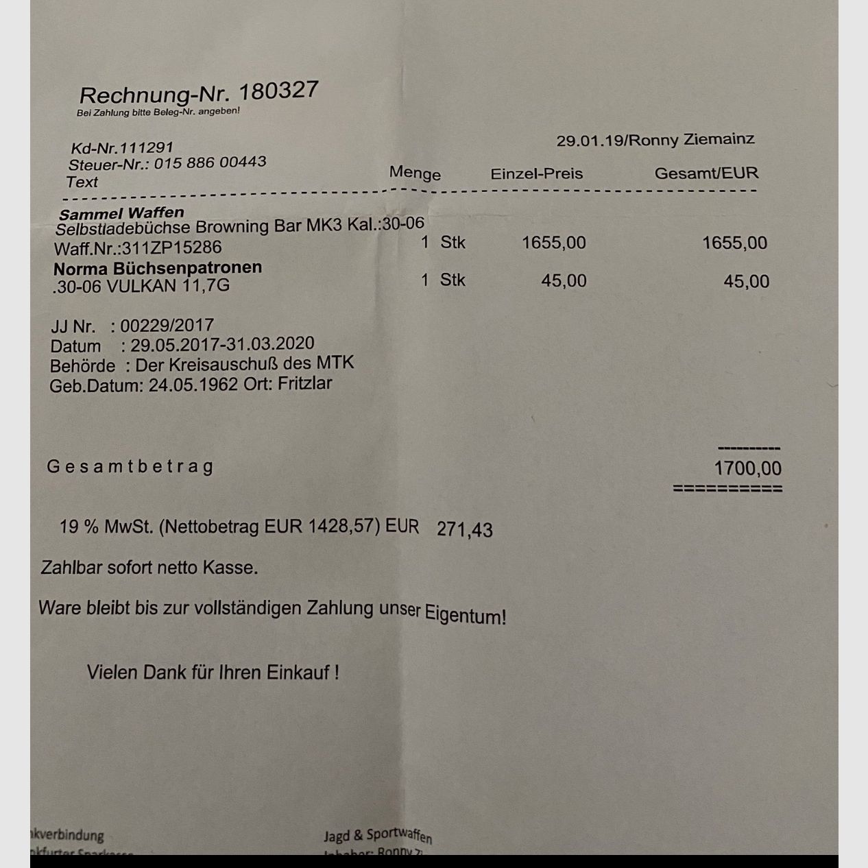 Browning Bar Mk 3 Kal. 30-06 Linksausführung