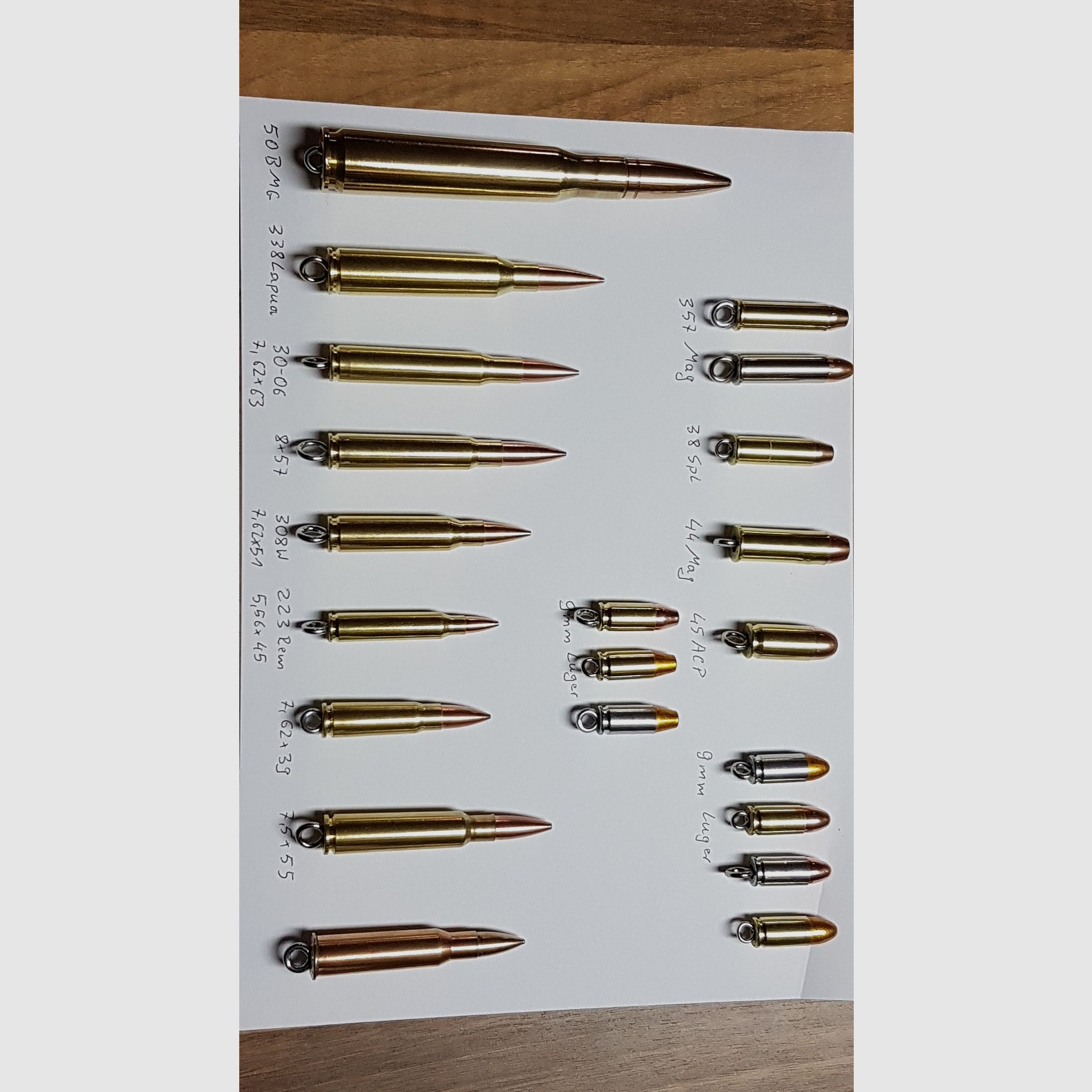 Schlüsselanhänger Patrone verschiedene Kaliber