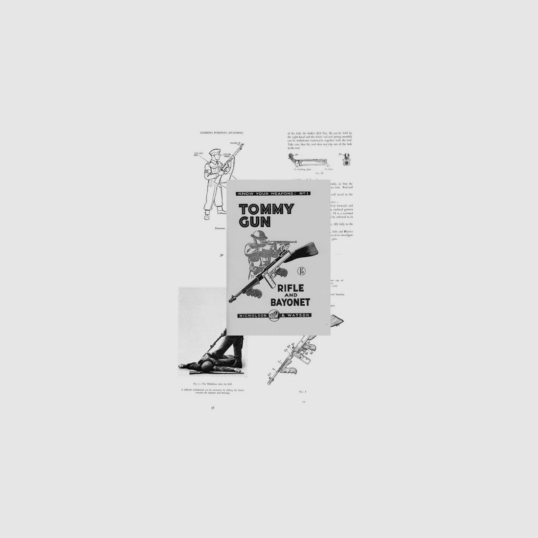 Englische Ausbildungsvorschrift Tommy Gun, P14, Bajonett-Fechten