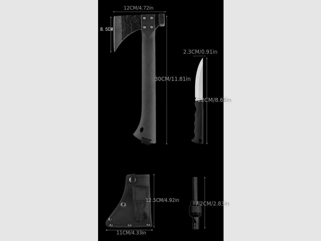 Outdoor Axt mit Messer und Feuerstein