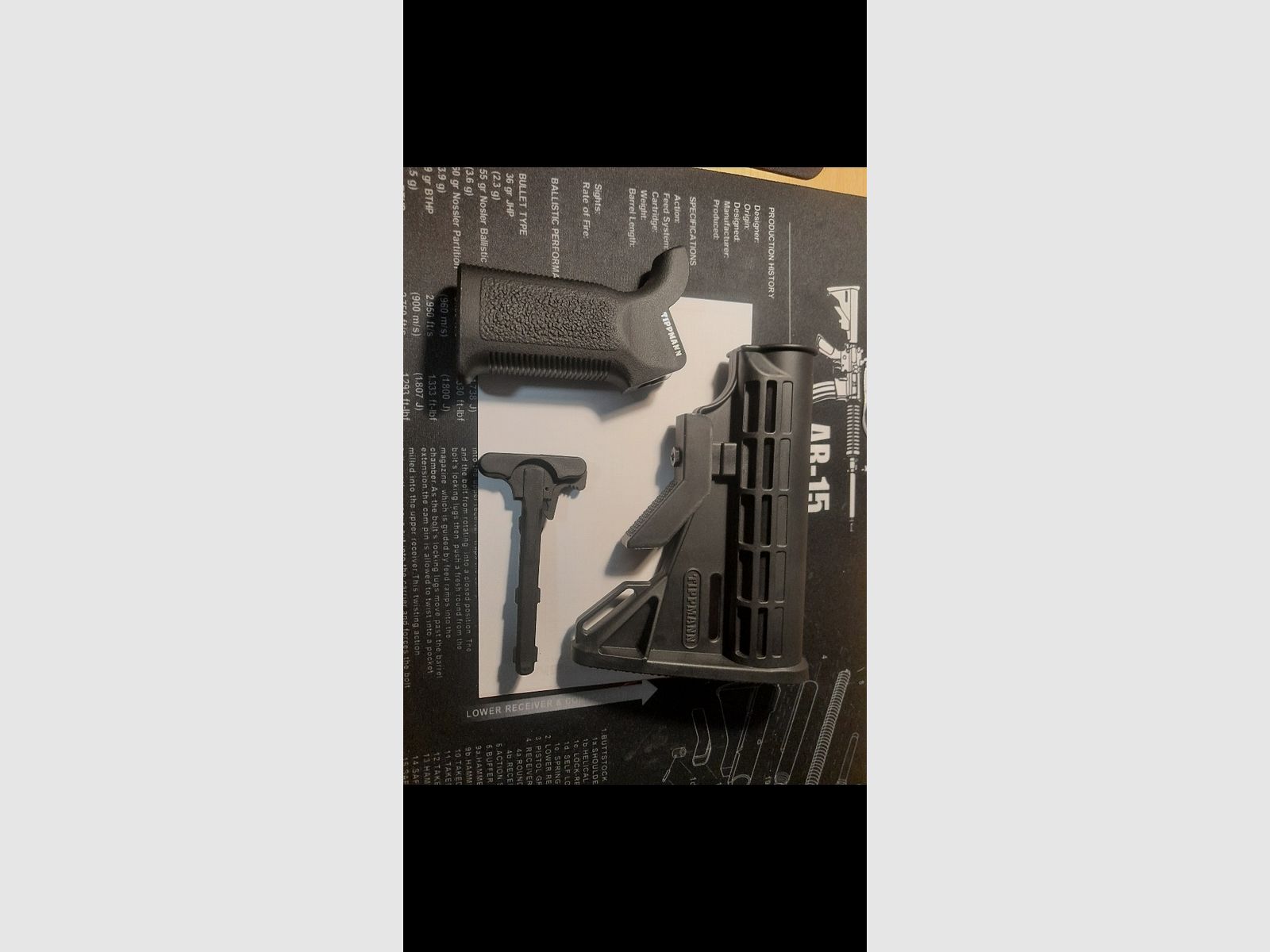 Tippmann m4 22 accessori, impugnatura, charging handle buttstock