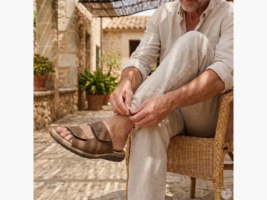 Sandales Debi en Cuir Marron pour Homme - AYOKA