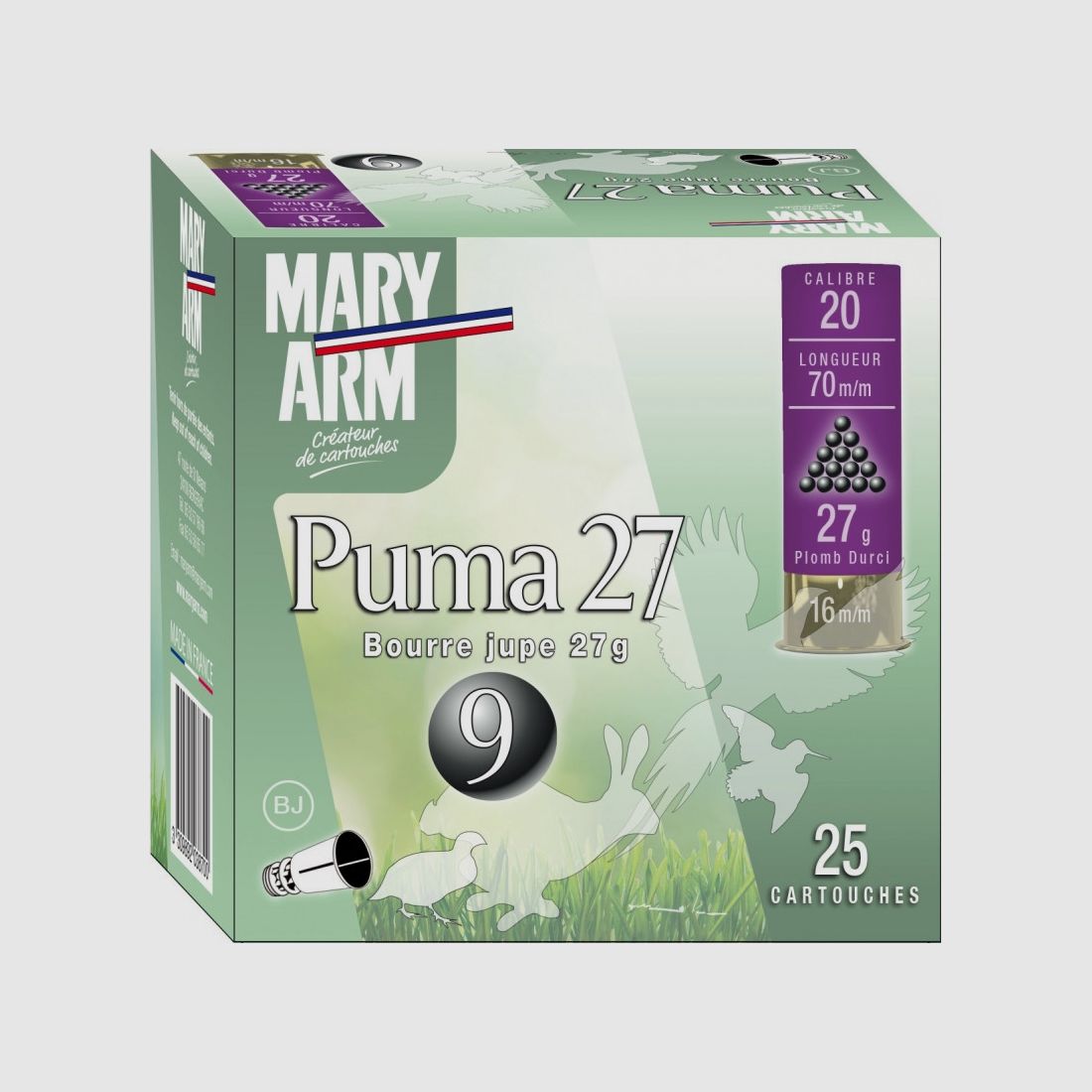 Boite De 25 Cartouches Mary Arm Puma 27 Calibre 20 - 27GR - BJ - PB 4, image 1 sur 2