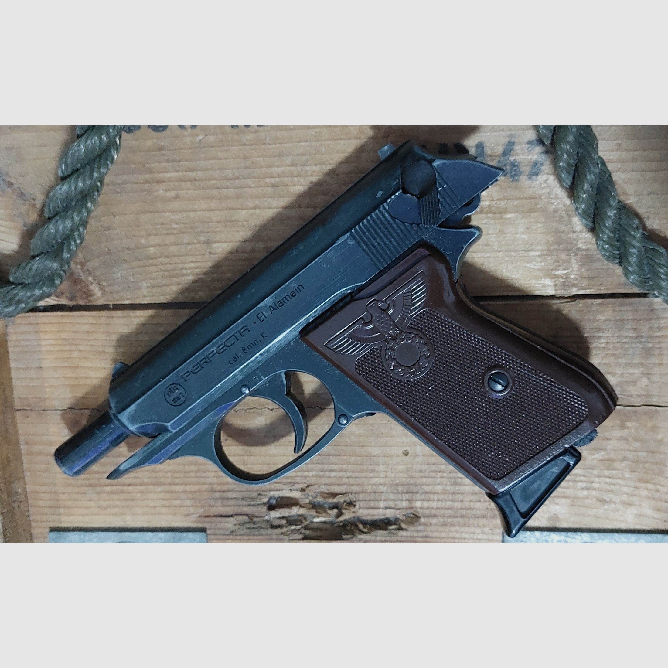 ⚠️SELTEN!⚠️ PERFECTA "El Alamein" Schreckschuss Pistole 8 mm P.A.K (PTB 196/2)