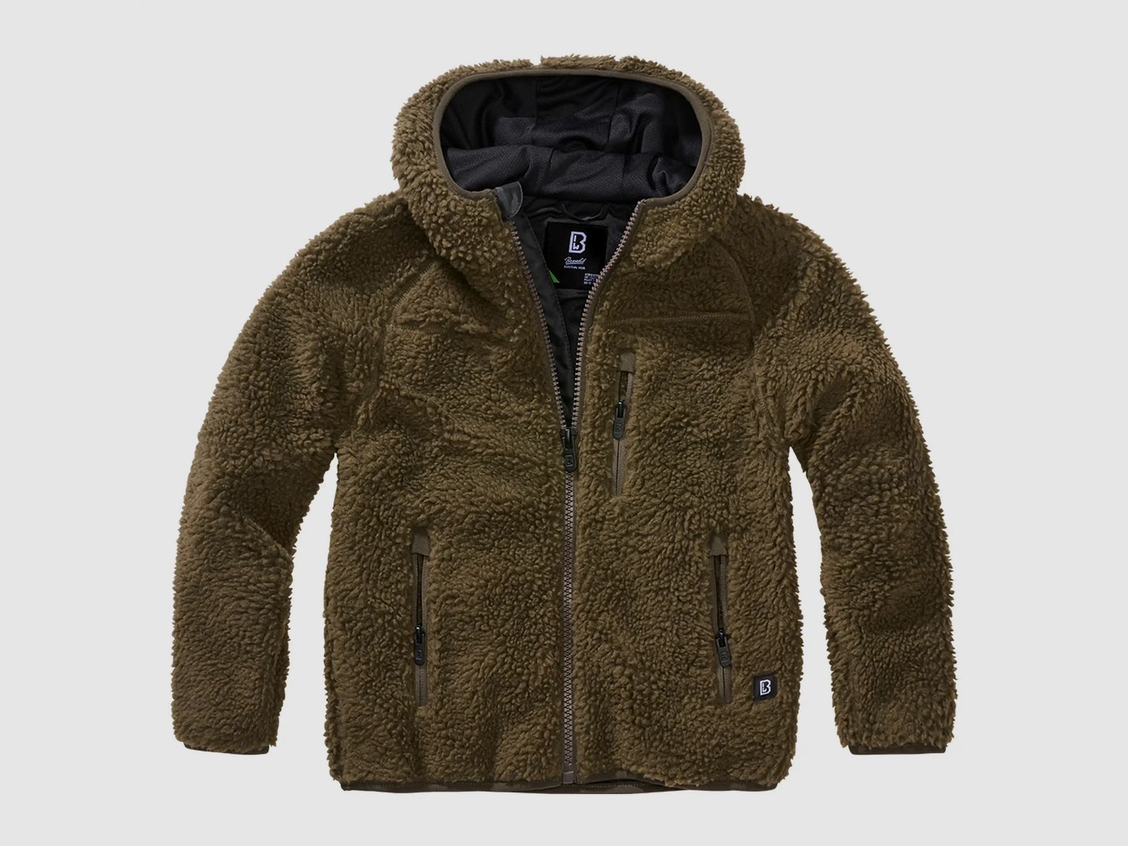Brandit Giacca per Bambini Kids Teddyfleece Giacca con Cappuccio - Oliva / 122/128