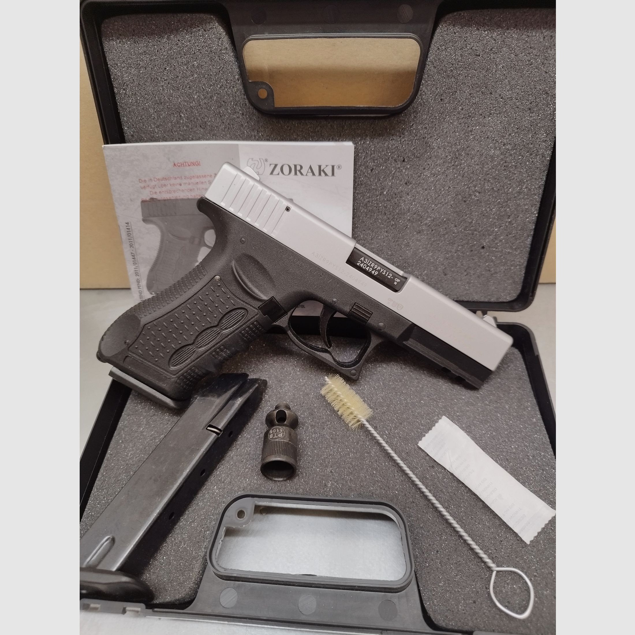 Zoraki 917 pistola a salve 9mm PAK cromata opaca + caricatore di riserva !!Come nuova!!