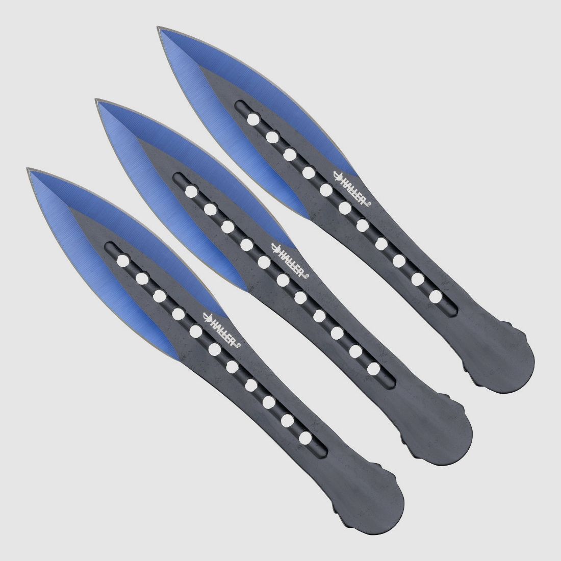 Kunai 3er Set Wurfmesser mit blauen Klingenspitzen