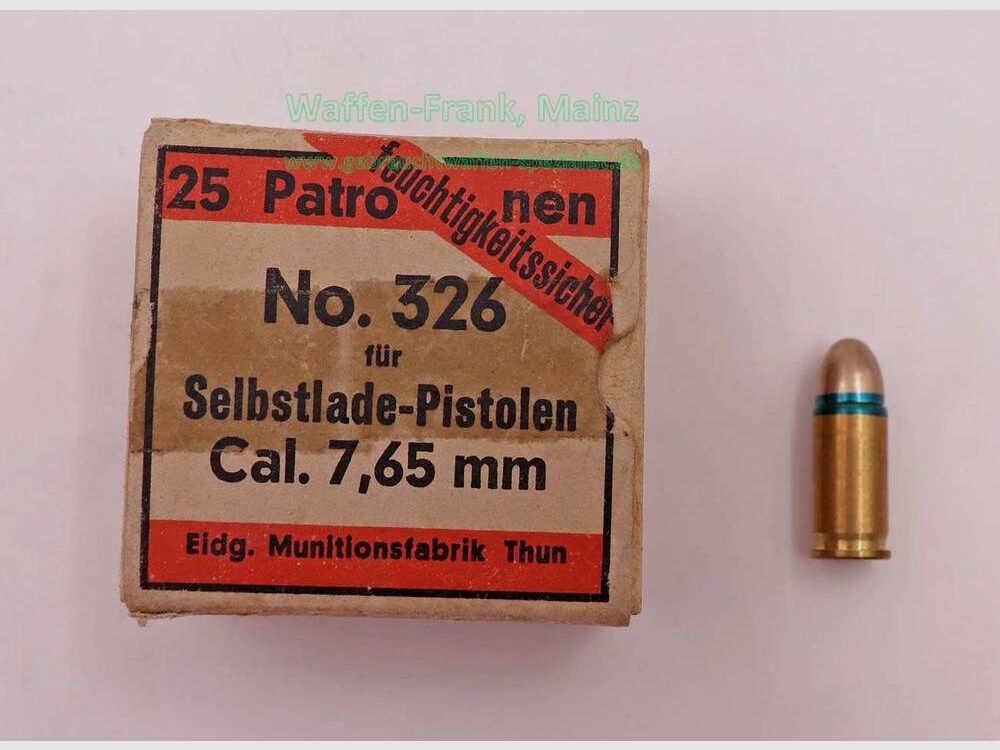 Waffen-&Munitionswerke Thun CH Pistolenmunition 7,65mmBrowning/.32ACP
