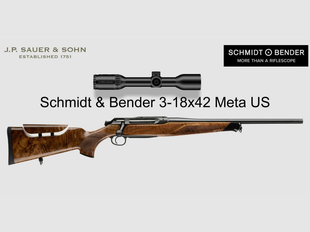 J.P. Sauer & Sohn Sauer 505 Ergo Lux grendelgeweer HQ3 uitrustingspakket Elegance + VSR | 8.5x55 Blaser | Schmidt & Bender 3-18x42 Meta, afbeelding 1 van 6