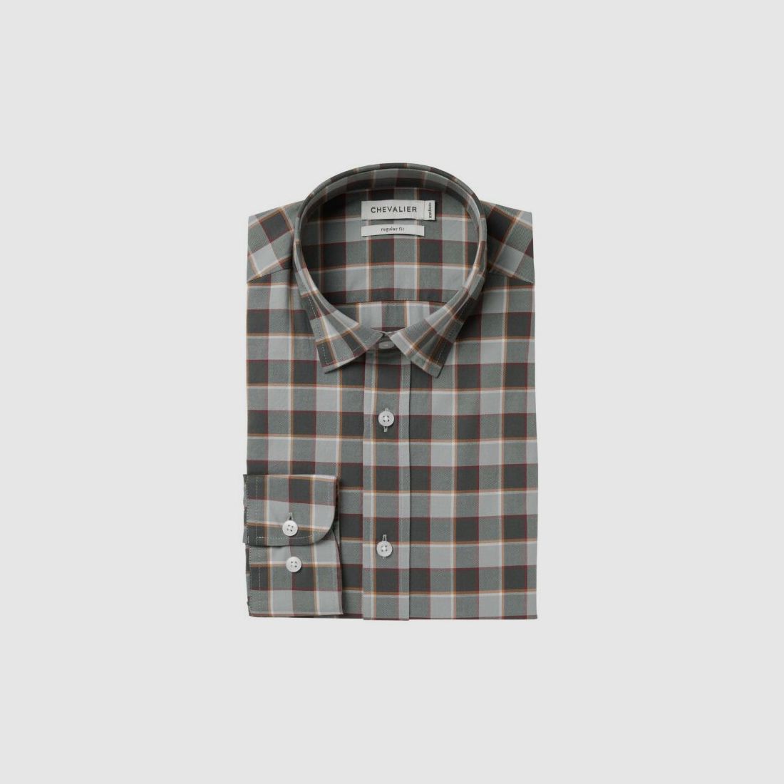 Chevalier Herrenhemd Belmont Grey Melange Checked