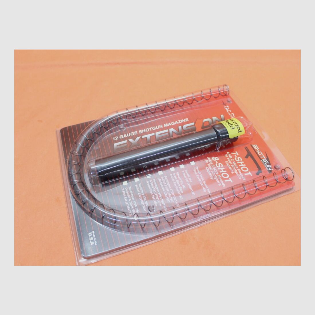 TacStar Remington 870: Magazine extension +3 rounds TacStar steel phosphated 12GA (1081186) BL=205mm Incl. magazine tube spring. Suitable for Remington 870/ 1100/ 11-87.