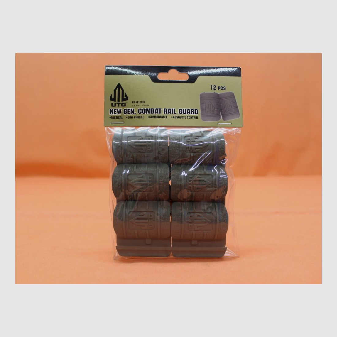 UTG - Leapers UTG Picatinny Rail Cover (RB-HP12D-B) FDE Low Profile Rubber Rail Guard ca. 5cm lang/ VE 12 Stück