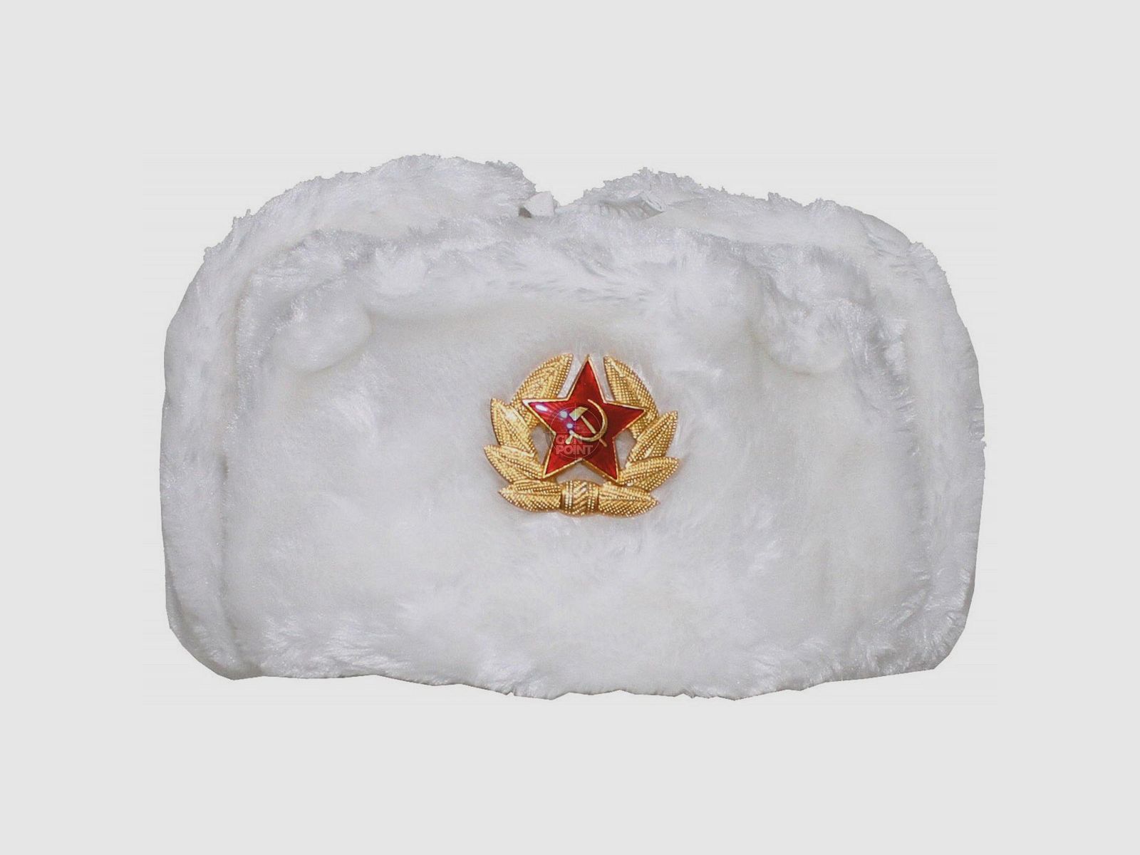 Cappelli di pelliccia russa, bianchi, con distintivo