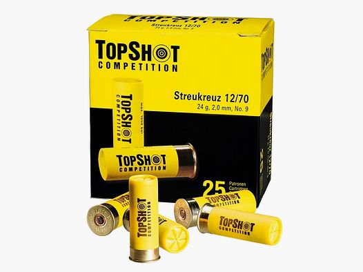 Topshot Competition Scatter Cross Sports Shot .12/70 24G #9 (2.0mm) 25 Cartridges