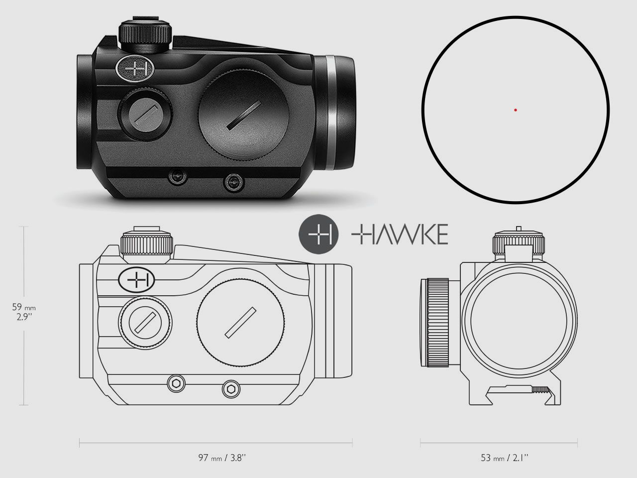 Red Dot Rotpunktvisier Leuchtpunktvisier Hawke Vantage 1x30, fĂĽr Weaver-, Picatinny-Schiene