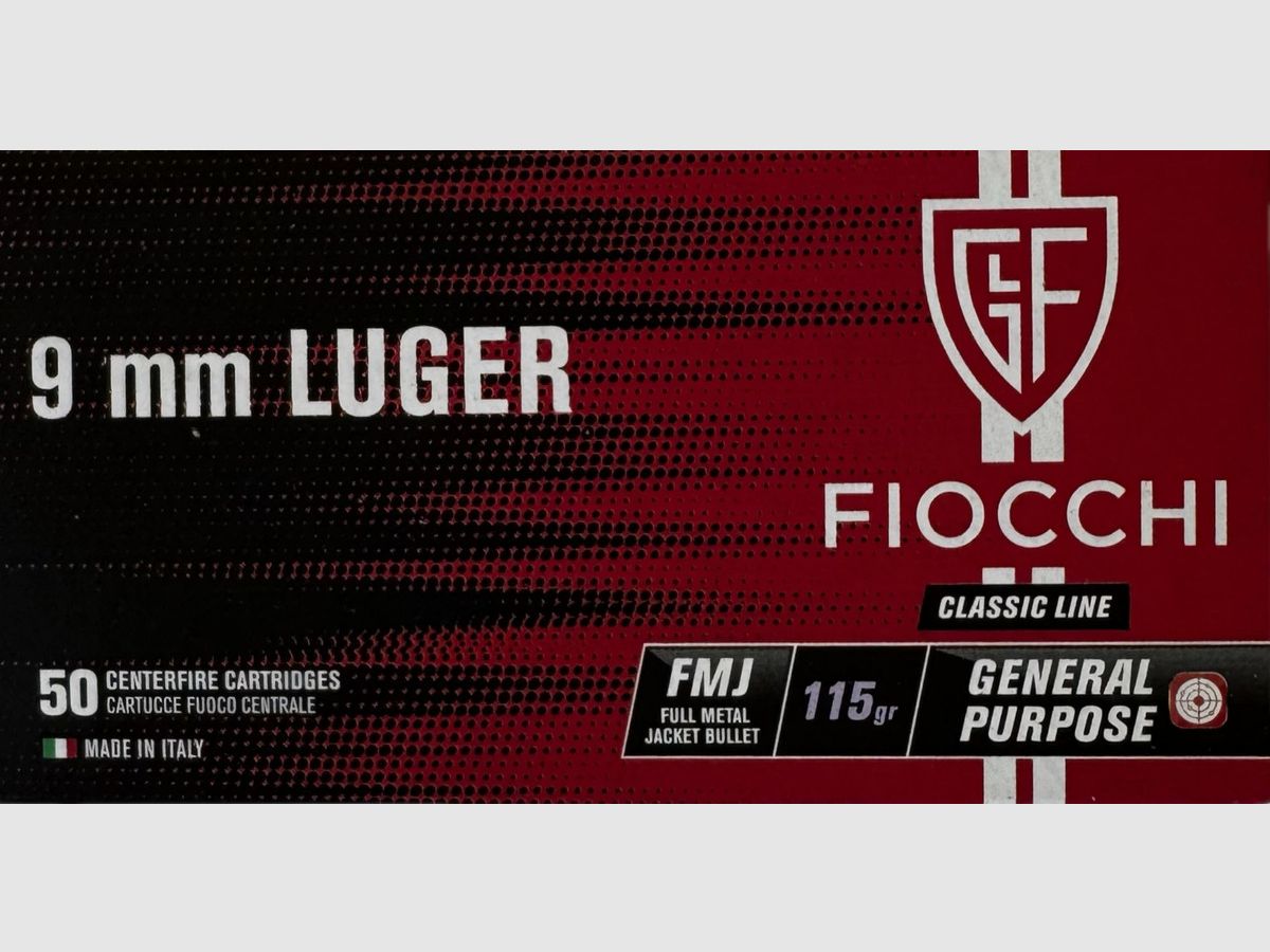 Fiocchi 9mm LUGER FMJ 115gr - 50 Schuss