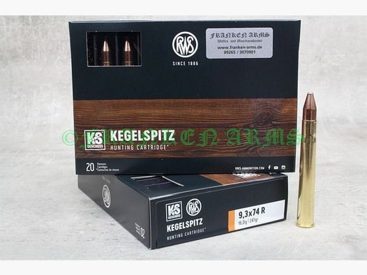 RWS Kegelspitz 9.3x74R 247gr. 16.0g 20 pieces quantity discounts