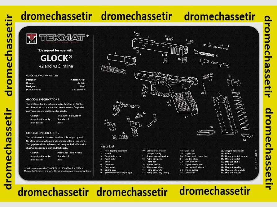 Reinigungstuch Neopren Dekor Pistole GLOCK 42-43