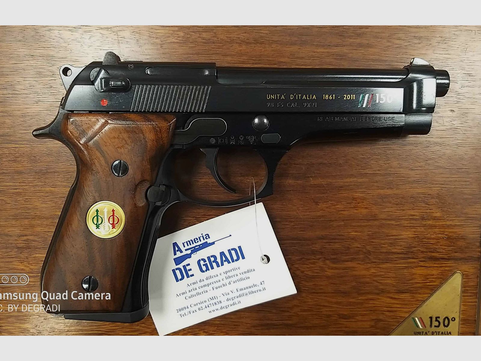 BERETTA 98FS UNITA’D’ITALIA KALIBER 9X21 N.124 OP 150, afbeelding 3 van 4