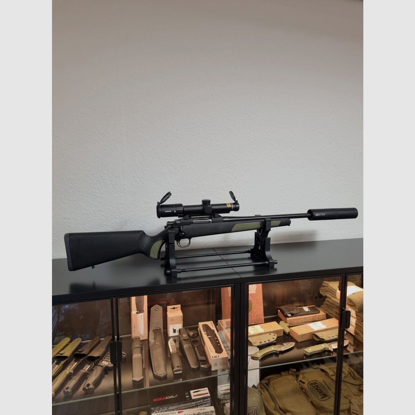 Azione in acciaio HS .308, montaggio, silenziatore, MINOX 1-5x24 S
