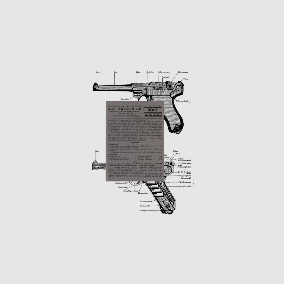 Nachdruck Taschenkarte Wehrmacht Pistole 08