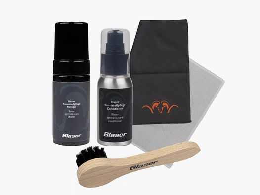 Reinigungs- und Pflegeset für synthetische Schäfte Blaser 80 ml Schaumreiniger, Bürste, 50 ml Pflegemittel, Mikrofasertuch