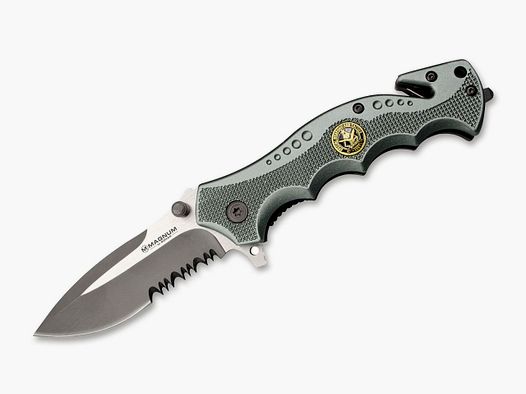 Coltello multiuso coltello di salvataggio SWAT Res-Q con scanalature per le dita e lama seghettata parziale