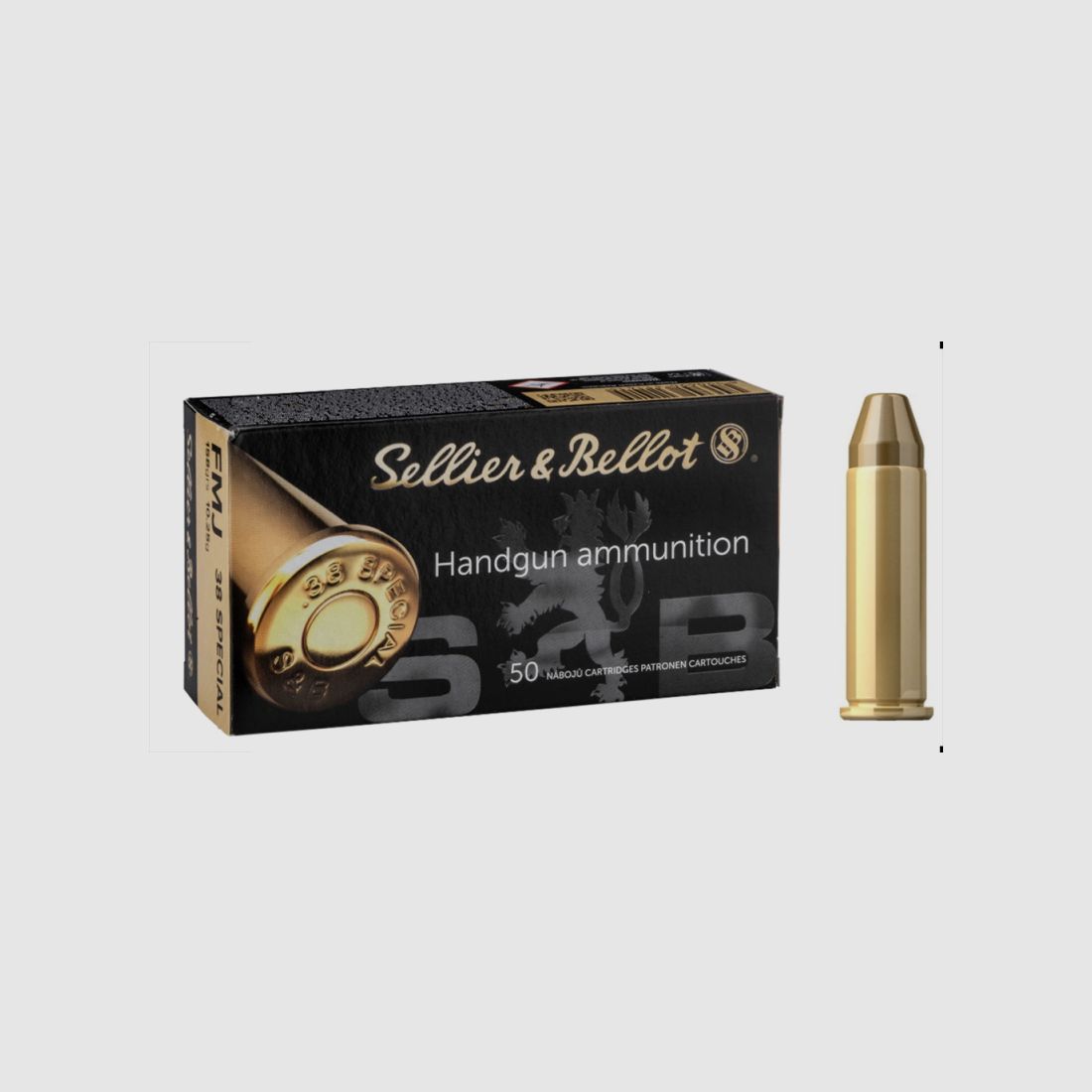 50 Schuss S&B Sellier & Bellot .38 Special Vollmantel 10,24g 158gr FMJ Revolver Patronen Sport SuB