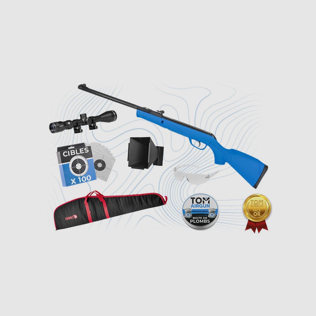 Pack Or carabina ad aria compressa Delta Bleue 4.5mm 7.5 joules Gamo