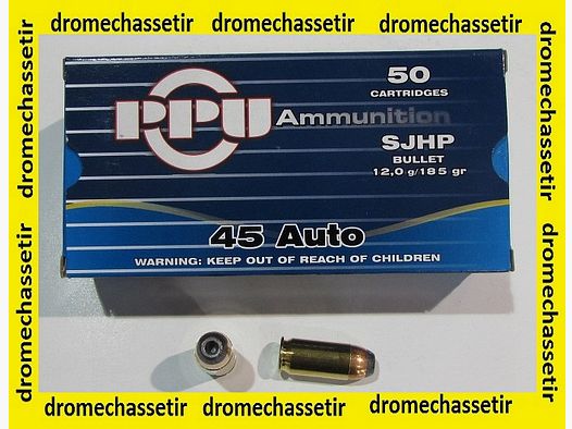 Boite de 50 cartouche Partizan cal 45 ACP, 185 Grains SJHP
