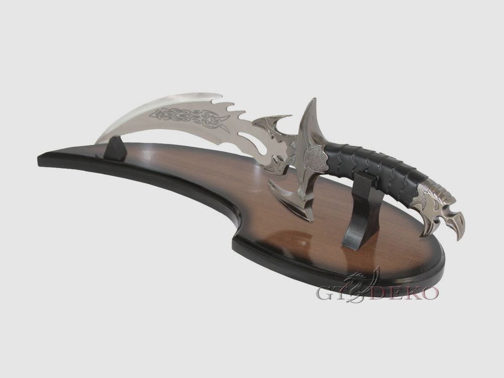 Coltello da combattimento fantasy con display in legno