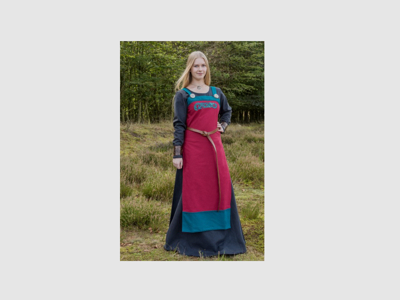 Simple medieval dress Afra made of sturdy canvas, dark blue