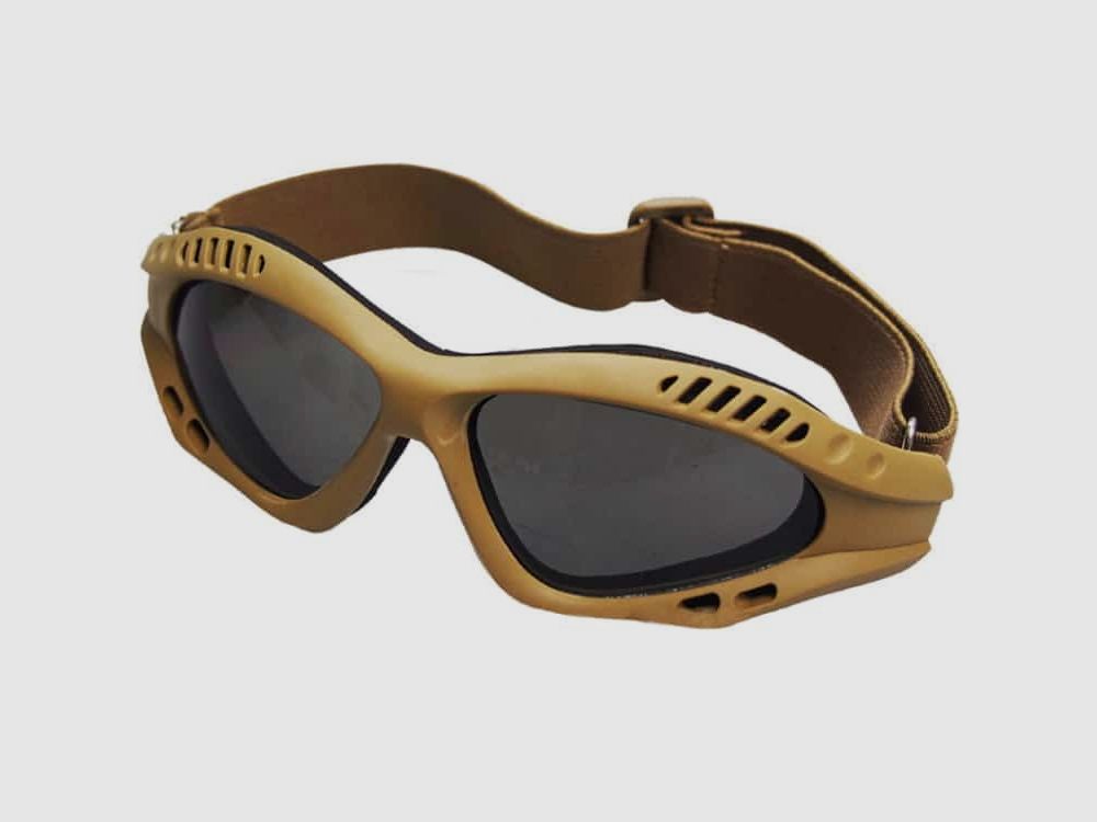 DELTA SIX FlexProtect Airsoft Schutzbrille (desert / tan - Smoke Glas)