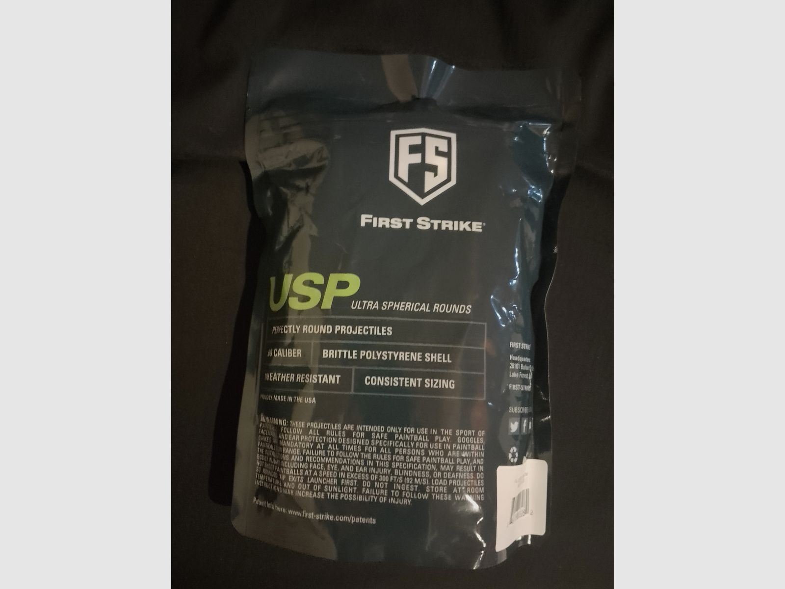 Neu  Cal. 68  First Strike USP Powderballs 150 Schuss Tüte (lila / klar) Paintball RAM Markierer Puder Kugeln Kaliber 68 rar selten 