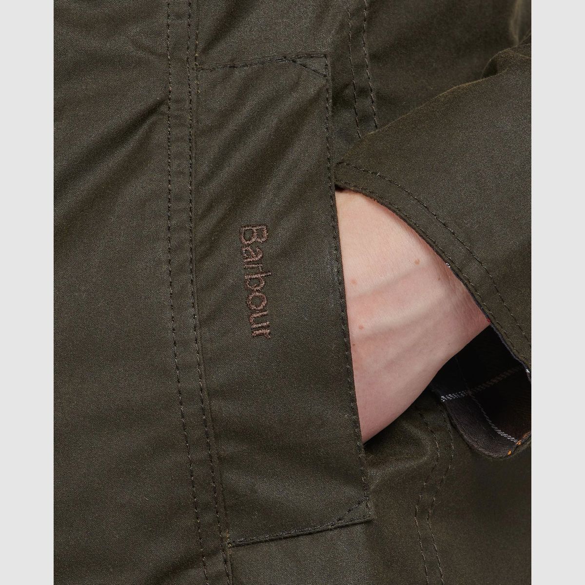 BARBOUR Belsay Waxjacke Mujeres Oliva
