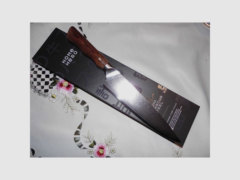 ANGEBOT::: JAPAN-KOCH-DAMASTMESSER-20cm ,67 Lagen,Heft:Palisanderholz NEU!