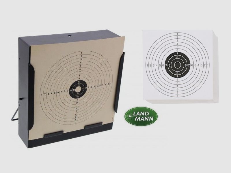 Kugelfang Scheibenkasten 14x14 + 100 Zielscheiben für Luftgewehr und Airsoft