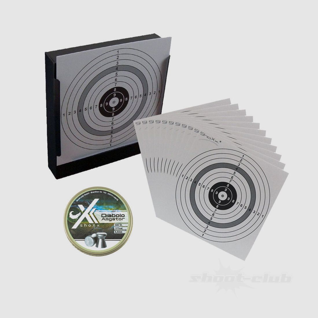 shoXx boîte à cibles piège à balles + Alligator diabolo + cibles