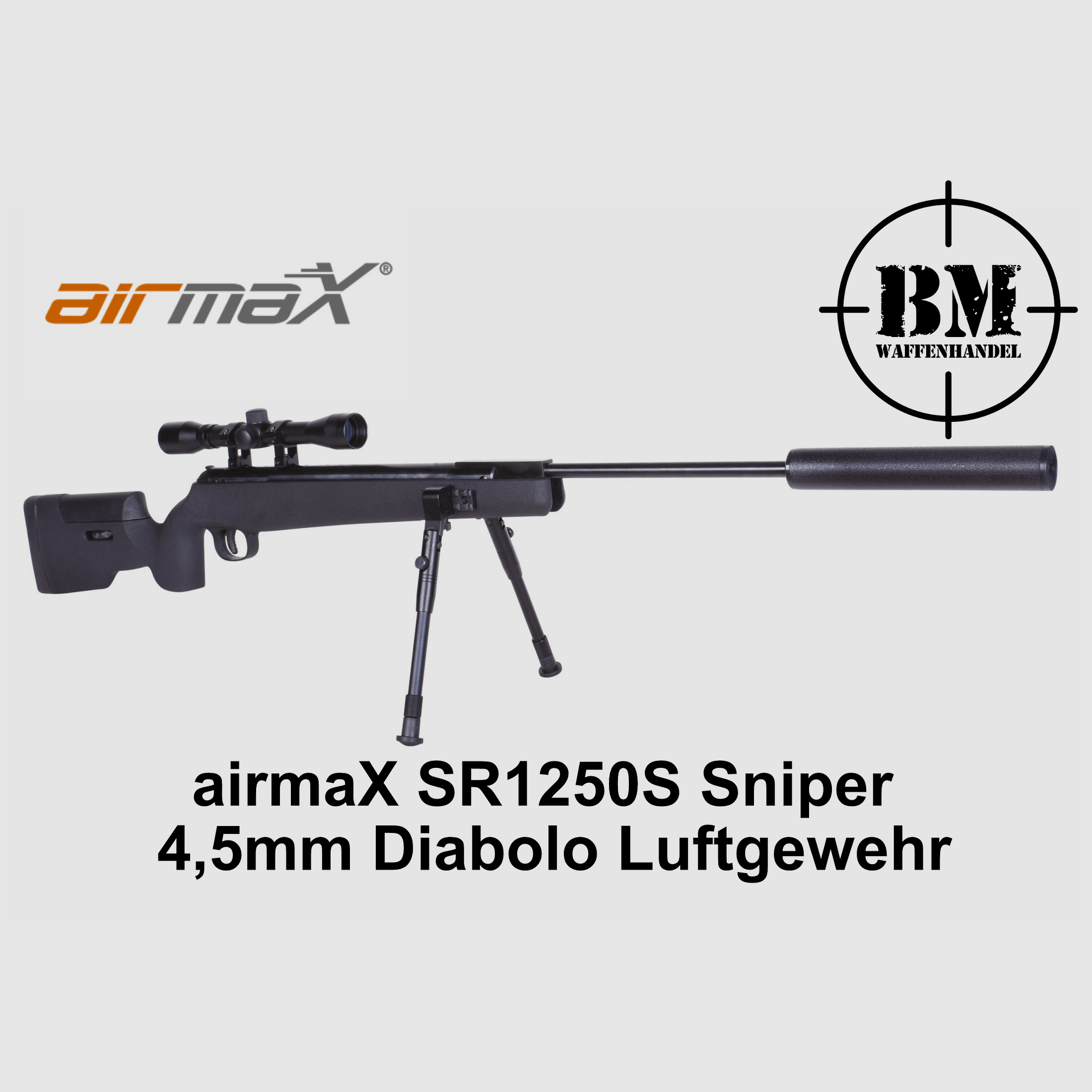 airmaX Luftgewehr SR1250S Sniper 4,5mm (.177) Diabolo Knicklauf Druckluft